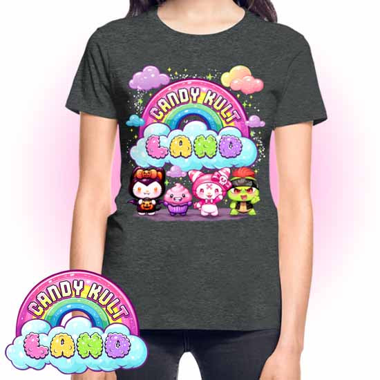 Wishbone Frosti Boo & Panku Candy ult Land Logo REGULAR FIT Ladies T-Shirt - Candy Kult - Candy Cult - Candy Kult Land - Wishbone - Boo Kitty - Panku - Frosti - Toxic Kitten - Hex-Heart - Cult Candy - Cake High Heels - [product_vendor}