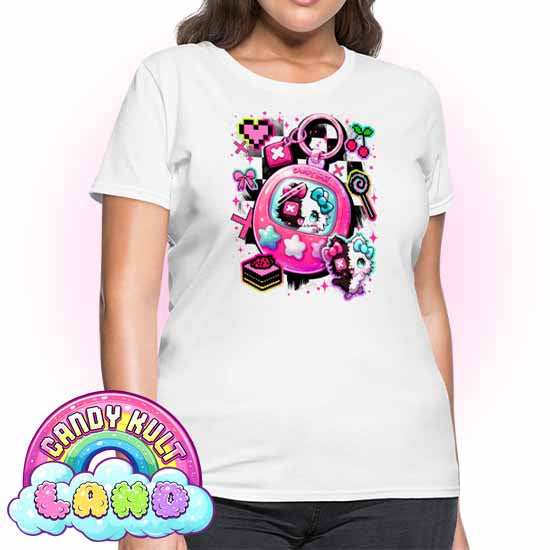 Toxic Kitten Virtual Pet - Candy Kult Land Women's FITTED T-Shirt - Candy Kult - Candy Cult - Candy Kult Land - Wishbone - Boo Kitty - Panku - Frosti - Toxic Kitten - Hex-Heart - Cult Candy - Cake High Heels - [product_vendor}