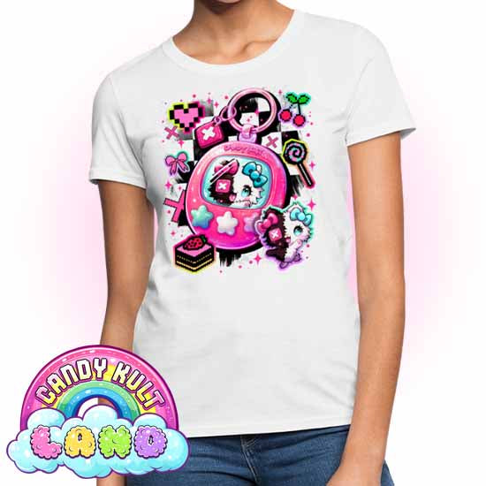 Toxic Kitten Virtual Pet - Candy Kult Land Women's FITTED T-Shirt - Candy Kult - Candy Cult - Candy Kult Land - Wishbone - Boo Kitty - Panku - Frosti - Toxic Kitten - Hex-Heart - Cult Candy - Cake High Heels - [product_vendor}