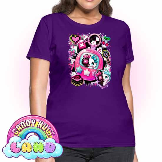 Toxic Kitten Virtual Pet - Candy Kult Land Women's FITTED T-Shirt - Candy Kult - Candy Cult - Candy Kult Land - Wishbone - Boo Kitty - Panku - Frosti - Toxic Kitten - Hex-Heart - Cult Candy - Cake High Heels - [product_vendor}