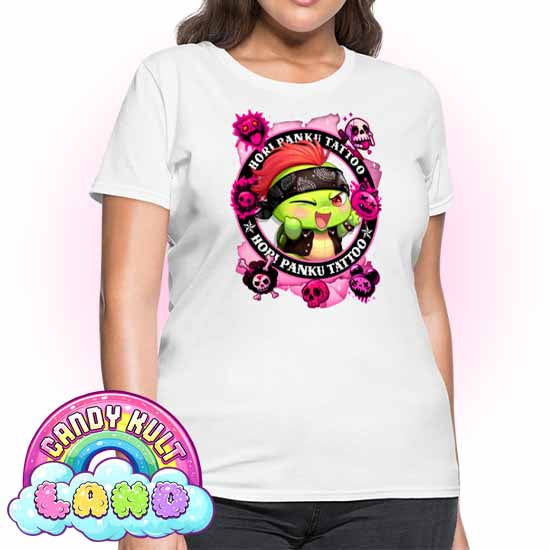 Hori Panku Tattoo Pink - Candy Kult Land Women's FITTED T-Shirt - Candy Kult - Candy Cult - Candy Kult Land - Wishbone - Boo Kitty - Panku - Frosti - Toxic Kitten - Hex-Heart - Cult Candy - Cake High Heels - [product_vendor}