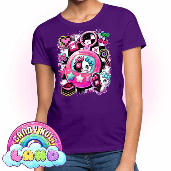 Toxic Kitten Virtual Pet - Candy Kult Land Women's FITTED T-Shirt - Candy Kult - Candy Cult - Candy Kult Land - Wishbone - Boo Kitty - Panku - Frosti - Toxic Kitten - Hex-Heart - Cult Candy - Cake High Heels - [product_vendor}