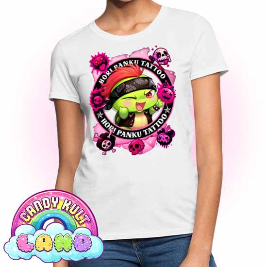 Hori Panku Tattoo Pink - Candy Kult Land Women's FITTED T-Shirt - Candy Kult - Candy Cult - Candy Kult Land - Wishbone - Boo Kitty - Panku - Frosti - Toxic Kitten - Hex-Heart - Cult Candy - Cake High Heels - [product_vendor}
