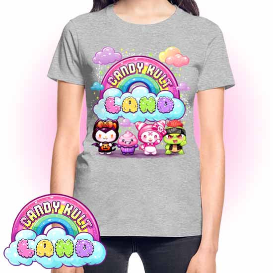Wishbone Frosti Boo & Panku Candy ult Land Logo REGULAR FIT Ladies T-Shirt - Candy Kult - Candy Cult - Candy Kult Land - Wishbone - Boo Kitty - Panku - Frosti - Toxic Kitten - Hex-Heart - Cult Candy - Cake High Heels - [product_vendor}