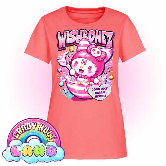 Wishbonez Cereal - Candy kult Land Women's FITTED T-Shirt - Candy Kult - Candy Cult - Candy Kult Land - Wishbone - Boo Kitty - Panku - Frosti - Toxic Kitten - Hex-Heart - Cult Candy - Cake High Heels - [product_vendor}