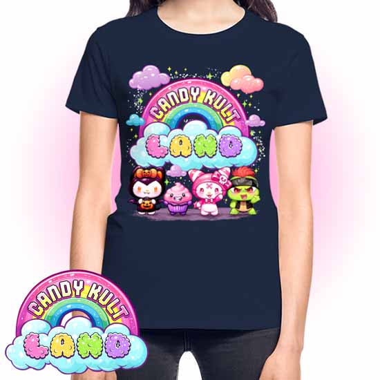Wishbone Frosti Boo & Panku Candy ult Land Logo REGULAR FIT Ladies T-Shirt - Candy Kult - Candy Cult - Candy Kult Land - Wishbone - Boo Kitty - Panku - Frosti - Toxic Kitten - Hex-Heart - Cult Candy - Cake High Heels - [product_vendor}