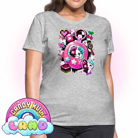 Toxic Kitten Virtual Pet - Candy Kult Land Women's FITTED T-Shirt - Candy Kult - Candy Cult - Candy Kult Land - Wishbone - Boo Kitty - Panku - Frosti - Toxic Kitten - Hex-Heart - Cult Candy - Cake High Heels - [product_vendor}