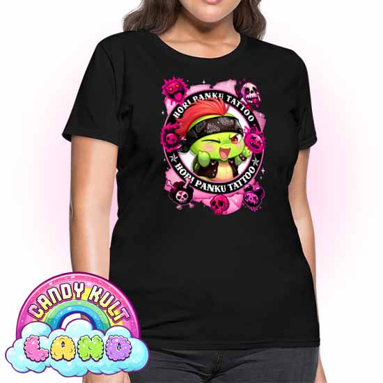 Hori Panku Tattoo Pink - Candy Kult Land Women's FITTED T-Shirt - Candy Kult - Candy Cult - Candy Kult Land - Wishbone - Boo Kitty - Panku - Frosti - Toxic Kitten - Hex-Heart - Cult Candy - Cake High Heels - [product_vendor}
