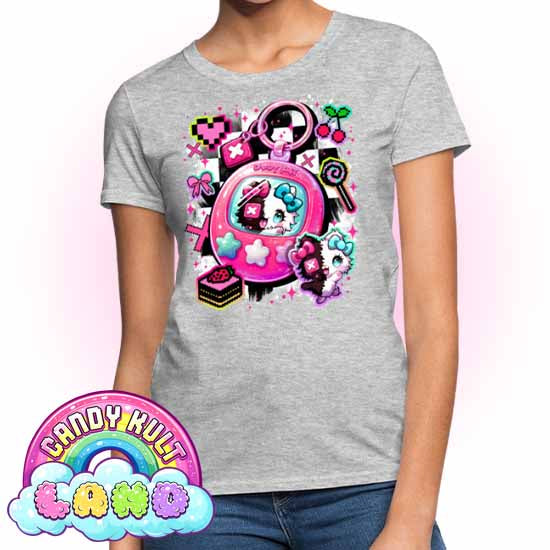 Toxic Kitten Virtual Pet - Candy Kult Land Women's FITTED T-Shirt - Candy Kult - Candy Cult - Candy Kult Land - Wishbone - Boo Kitty - Panku - Frosti - Toxic Kitten - Hex-Heart - Cult Candy - Cake High Heels - [product_vendor}