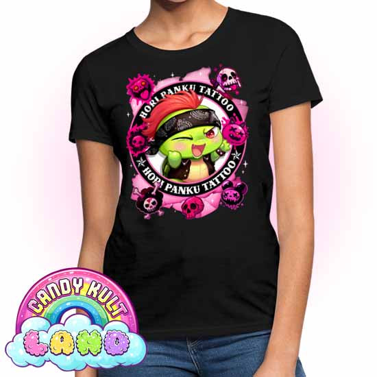 Hori Panku Tattoo Pink - Candy Kult Land Women's FITTED T-Shirt - Candy Kult - Candy Cult - Candy Kult Land - Wishbone - Boo Kitty - Panku - Frosti - Toxic Kitten - Hex-Heart - Cult Candy - Cake High Heels - [product_vendor}