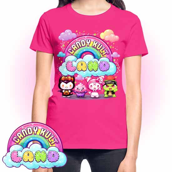 Wishbone Frosti Boo & Panku Candy ult Land Logo REGULAR FIT Ladies T-Shirt - Candy Kult - Candy Cult - Candy Kult Land - Wishbone - Boo Kitty - Panku - Frosti - Toxic Kitten - Hex-Heart - Cult Candy - Cake High Heels - [product_vendor}
