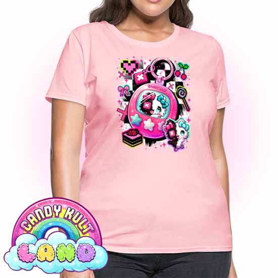 Toxic Kitten Virtual Pet - Candy Kult Land Women's FITTED T-Shirt - Candy Kult - Candy Cult - Candy Kult Land - Wishbone - Boo Kitty - Panku - Frosti - Toxic Kitten - Hex-Heart - Cult Candy - Cake High Heels - [product_vendor}