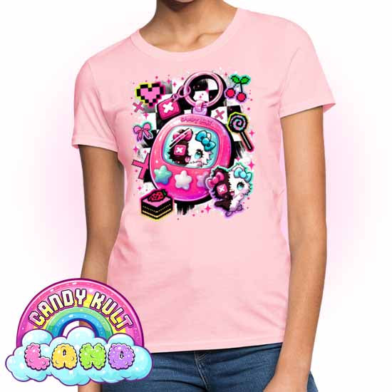 Toxic Kitten Virtual Pet - Candy Kult Land Women's FITTED T-Shirt - Candy Kult - Candy Cult - Candy Kult Land - Wishbone - Boo Kitty - Panku - Frosti - Toxic Kitten - Hex-Heart - Cult Candy - Cake High Heels - [product_vendor}