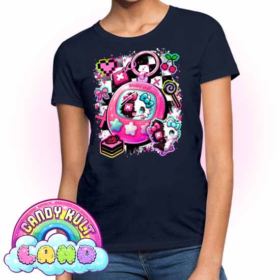 Toxic Kitten Virtual Pet - Candy Kult Land Women's FITTED T-Shirt - Candy Kult - Candy Cult - Candy Kult Land - Wishbone - Boo Kitty - Panku - Frosti - Toxic Kitten - Hex-Heart - Cult Candy - Cake High Heels - [product_vendor}