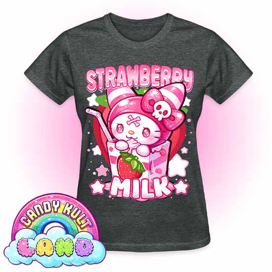 Wishbone Strawberry Milk - Candy Kult land REGULAR FIT Ladies T-Shirt - Candy Kult - Candy Cult - Candy Kult Land - Wishbone - Boo Kitty - Panku - Frosti - Toxic Kitten - Hex-Heart - Cult Candy - Cake High Heels - [product_vendor}