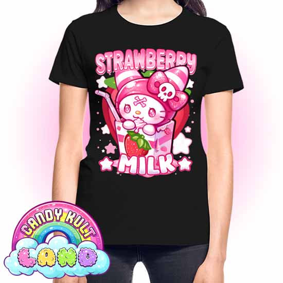 Wishbone Strawberry Milk - Candy Kult land REGULAR FIT Ladies T-Shirt - Candy Kult - Candy Cult - Candy Kult Land - Wishbone - Boo Kitty - Panku - Frosti - Toxic Kitten - Hex-Heart - Cult Candy - Cake High Heels - [product_vendor}