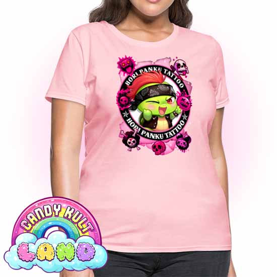 Hori Panku Tattoo Pink - Candy Kult Land Women's FITTED T-Shirt - Candy Kult - Candy Cult - Candy Kult Land - Wishbone - Boo Kitty - Panku - Frosti - Toxic Kitten - Hex-Heart - Cult Candy - Cake High Heels - [product_vendor}