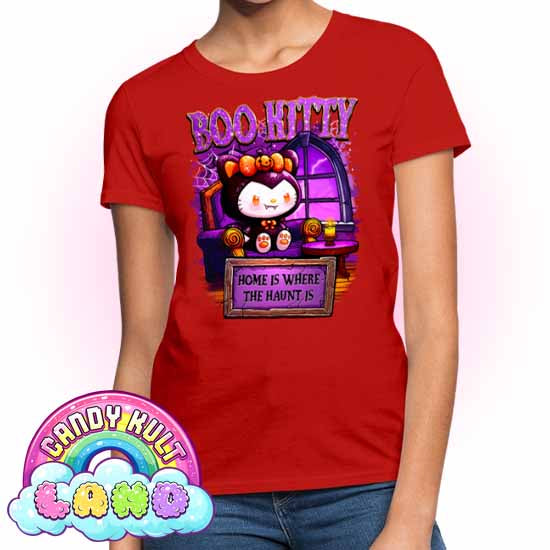 Home Is Where The Haunt Is Boo Kitty - Candy Kult land Women's FITTED T-Shirt - Candy Kult - Candy Cult - Candy Kult Land - Wishbone - Boo Kitty - Panku - Frosti - Toxic Kitten - Hex-Heart - Cult Candy - Cake High Heels - [product_vendor}