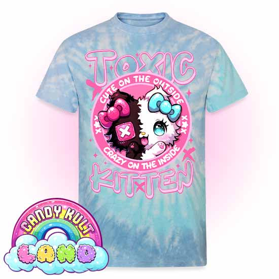 Crazy On The Inside Toxic Kitten - Candy Kult Land Unisex Tie Dye T-Shirt - Candy Kult - Candy Cult - Candy Kult Land - Wishbone - Boo Kitty - Panku - Frosti - Toxic Kitten - Hex-Heart - Cult Candy - Cake High Heels - [product_vendor}