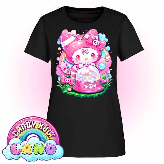 Wishbone Gumball Machine - Candy Kult Land Women's FITTED T-Shirt - Candy Kult - Candy Cult - Candy Kult Land - Wishbone - Boo Kitty - Panku - Frosti - Toxic Kitten - Hex-Heart - Cult Candy - Cake High Heels - [product_vendor}