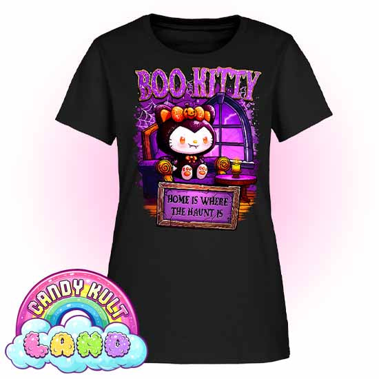 Home Is Where The Haunt Is Boo Kitty - Candy Kult land Women's FITTED T-Shirt - Candy Kult - Candy Cult - Candy Kult Land - Wishbone - Boo Kitty - Panku - Frosti - Toxic Kitten - Hex-Heart - Cult Candy - Cake High Heels - [product_vendor}