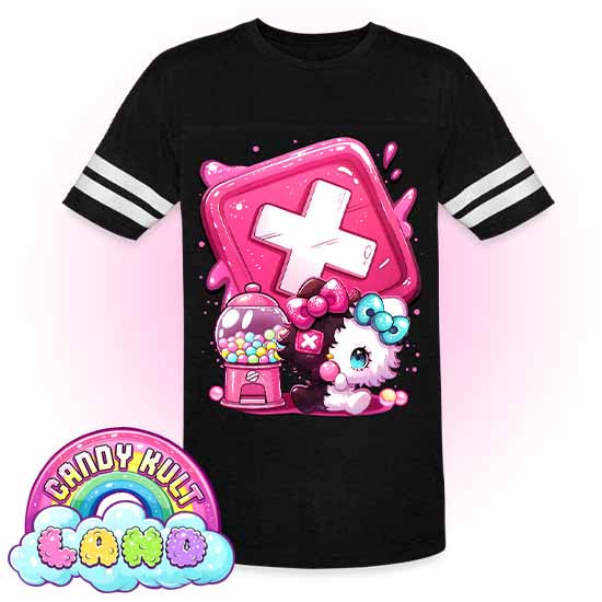 Toxix Kitten Bubble Gum Logo  - Candy Kult Land Men's / Unisex Vintage Sport T-Shirt - Candy Kult - Candy Cult - Candy Kult Land - Wishbone - Boo Kitty - Panku - Frosti - Toxic Kitten - Hex-Heart - Cult Candy - Cake High Heels - [product_vendor}