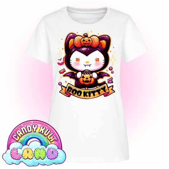 Boo Kitty - Candy Kult Land Women's FITTED T-Shirt - Candy Kult - Candy Cult - Candy Kult Land - Wishbone - Boo Kitty - Panku - Frosti - Toxic Kitten - Hex-Heart - Cult Candy - Cake High Heels - [product_vendor}