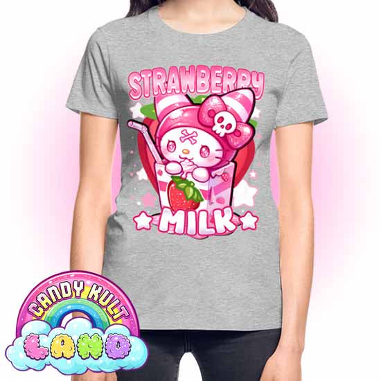 Wishbone Strawberry Milk - Candy Kult land REGULAR FIT Ladies T-Shirt - Candy Kult - Candy Cult - Candy Kult Land - Wishbone - Boo Kitty - Panku - Frosti - Toxic Kitten - Hex-Heart - Cult Candy - Cake High Heels - [product_vendor}