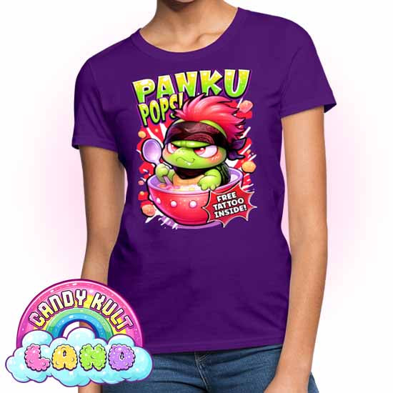 Panku Pops Cereal - Candy Kult Land Women's FITTED T-Shirt - Candy Kult - Candy Cult - Candy Kult Land - Wishbone - Boo Kitty - Panku - Frosti - Toxic Kitten - Hex-Heart - Cult Candy - Cake High Heels - [product_vendor}
