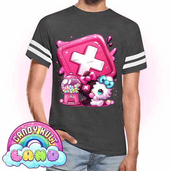 Toxix Kitten Bubble Gum Logo  - Candy Kult Land Men's / Unisex Vintage Sport T-Shirt - Candy Kult - Candy Cult - Candy Kult Land - Wishbone - Boo Kitty - Panku - Frosti - Toxic Kitten - Hex-Heart - Cult Candy - Cake High Heels - [product_vendor}