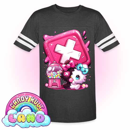 Toxix Kitten Bubble Gum Logo  - Candy Kult Land Men's / Unisex Vintage Sport T-Shirt - Candy Kult - Candy Cult - Candy Kult Land - Wishbone - Boo Kitty - Panku - Frosti - Toxic Kitten - Hex-Heart - Cult Candy - Cake High Heels - [product_vendor}