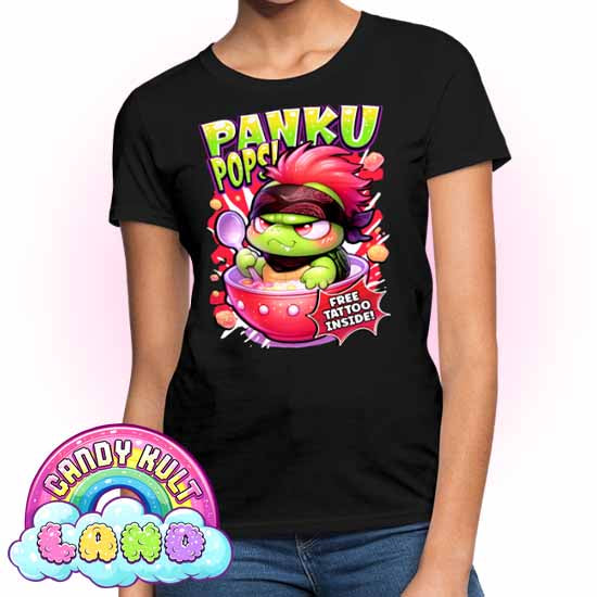 Panku Pops Cereal - Candy Kult Land Women's FITTED T-Shirt - Candy Kult - Candy Cult - Candy Kult Land - Wishbone - Boo Kitty - Panku - Frosti - Toxic Kitten - Hex-Heart - Cult Candy - Cake High Heels - [product_vendor}
