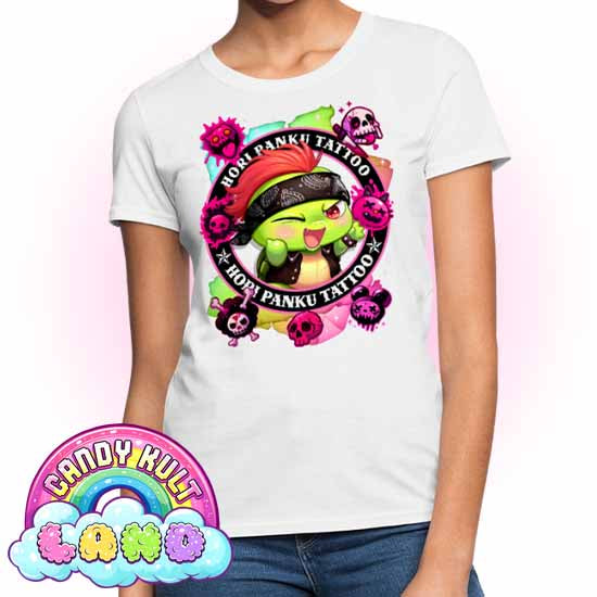 Hori Panku Tattoo Rainbow - Candy Kult Land Women's FITTED T-Shirt - Candy Kult - Candy Cult - Candy Kult Land - Wishbone - Boo Kitty - Panku - Frosti - Toxic Kitten - Hex-Heart - Cult Candy - Cake High Heels - [product_vendor}
