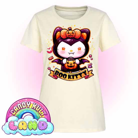 Boo Kitty - Candy Kult Land Women's FITTED T-Shirt - Candy Kult - Candy Cult - Candy Kult Land - Wishbone - Boo Kitty - Panku - Frosti - Toxic Kitten - Hex-Heart - Cult Candy - Cake High Heels - [product_vendor}