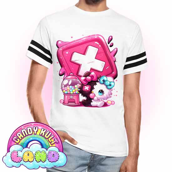 Toxix Kitten Bubble Gum Logo  - Candy Kult Land Men's / Unisex Vintage Sport T-Shirt - Candy Kult - Candy Cult - Candy Kult Land - Wishbone - Boo Kitty - Panku - Frosti - Toxic Kitten - Hex-Heart - Cult Candy - Cake High Heels - [product_vendor}