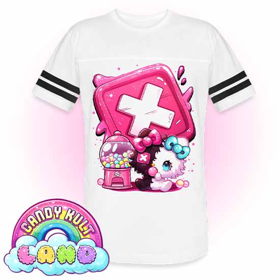 Toxix Kitten Bubble Gum Logo  - Candy Kult Land Men's / Unisex Vintage Sport T-Shirt - Candy Kult - Candy Cult - Candy Kult Land - Wishbone - Boo Kitty - Panku - Frosti - Toxic Kitten - Hex-Heart - Cult Candy - Cake High Heels - [product_vendor}
