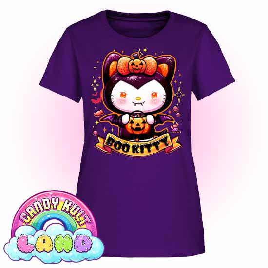 Boo Kitty - Candy Kult Land Women's FITTED T-Shirt - Candy Kult - Candy Cult - Candy Kult Land - Wishbone - Boo Kitty - Panku - Frosti - Toxic Kitten - Hex-Heart - Cult Candy - Cake High Heels - [product_vendor}