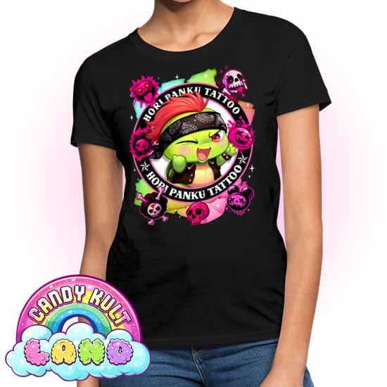 Hori Panku Tattoo Rainbow - Candy Kult Land Women's FITTED T-Shirt - Candy Kult - Candy Cult - Candy Kult Land - Wishbone - Boo Kitty - Panku - Frosti - Toxic Kitten - Hex-Heart - Cult Candy - Cake High Heels - [product_vendor}