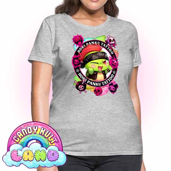 Hori Panku Tattoo Rainbow - Candy Kult Land Women's FITTED T-Shirt - Candy Kult - Candy Cult - Candy Kult Land - Wishbone - Boo Kitty - Panku - Frosti - Toxic Kitten - Hex-Heart - Cult Candy - Cake High Heels - [product_vendor}