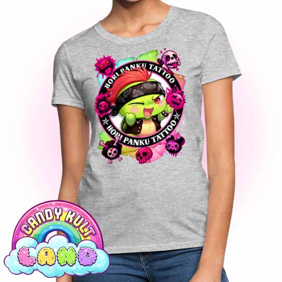 Hori Panku Tattoo Rainbow - Candy Kult Land Women's FITTED T-Shirt - Candy Kult - Candy Cult - Candy Kult Land - Wishbone - Boo Kitty - Panku - Frosti - Toxic Kitten - Hex-Heart - Cult Candy - Cake High Heels - [product_vendor}