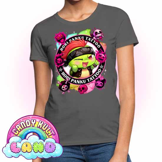 Hori Panku Tattoo Rainbow - Candy Kult Land Women's FITTED T-Shirt - Candy Kult - Candy Cult - Candy Kult Land - Wishbone - Boo Kitty - Panku - Frosti - Toxic Kitten - Hex-Heart - Cult Candy - Cake High Heels - [product_vendor}