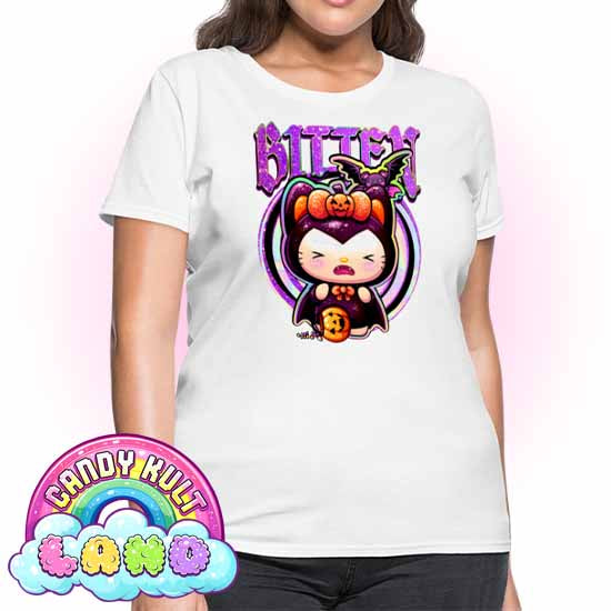 Boo Kitty Origins Bitten - Candy Kult Land Women's FITTED T-Shirt - Candy Kult - Candy Cult - Candy Kult Land - Wishbone - Boo Kitty - Panku - Frosti - Toxic Kitten - Hex-Heart - Cult Candy - Cake High Heels - [product_vendor}