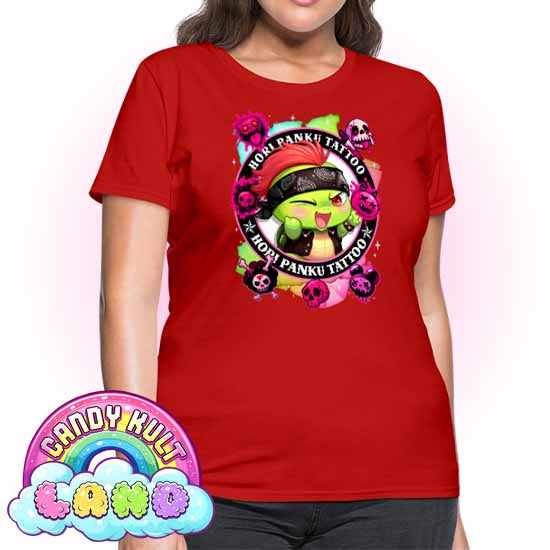 Hori Panku Tattoo Rainbow - Candy Kult Land Women's FITTED T-Shirt - Candy Kult - Candy Cult - Candy Kult Land - Wishbone - Boo Kitty - Panku - Frosti - Toxic Kitten - Hex-Heart - Cult Candy - Cake High Heels - [product_vendor}