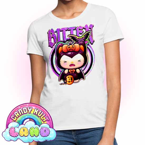 Boo Kitty Origins Bitten - Candy Kult Land Women's FITTED T-Shirt - Candy Kult - Candy Cult - Candy Kult Land - Wishbone - Boo Kitty - Panku - Frosti - Toxic Kitten - Hex-Heart - Cult Candy - Cake High Heels - [product_vendor}
