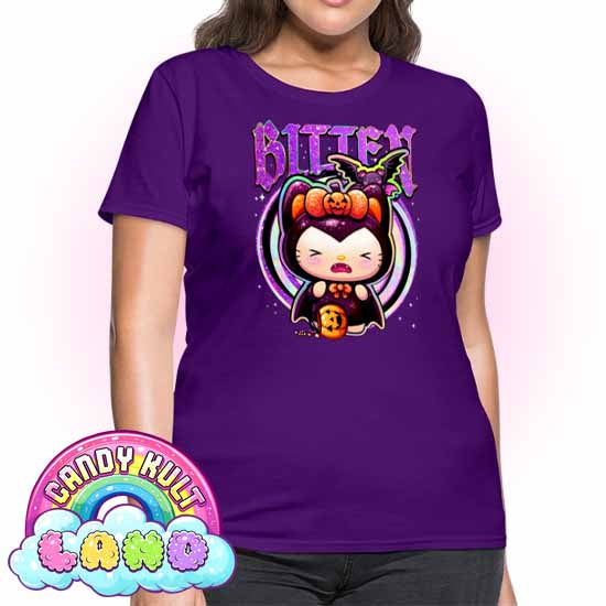 Boo Kitty Origins Bitten - Candy Kult Land Women's FITTED T-Shirt - Candy Kult - Candy Cult - Candy Kult Land - Wishbone - Boo Kitty - Panku - Frosti - Toxic Kitten - Hex-Heart - Cult Candy - Cake High Heels - [product_vendor}