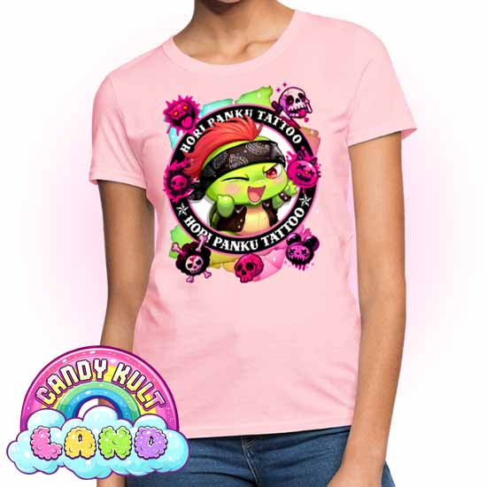 Hori Panku Tattoo Rainbow - Candy Kult Land Women's FITTED T-Shirt - Candy Kult - Candy Cult - Candy Kult Land - Wishbone - Boo Kitty - Panku - Frosti - Toxic Kitten - Hex-Heart - Cult Candy - Cake High Heels - [product_vendor}
