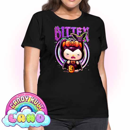 Boo Kitty Origins Bitten - Candy Kult Land Women's FITTED T-Shirt - Candy Kult - Candy Cult - Candy Kult Land - Wishbone - Boo Kitty - Panku - Frosti - Toxic Kitten - Hex-Heart - Cult Candy - Cake High Heels - [product_vendor}