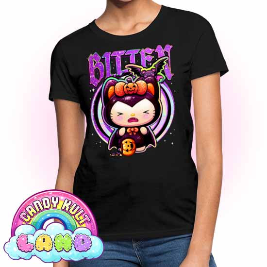 Boo Kitty Origins Bitten - Candy Kult Land Women's FITTED T-Shirt - Candy Kult - Candy Cult - Candy Kult Land - Wishbone - Boo Kitty - Panku - Frosti - Toxic Kitten - Hex-Heart - Cult Candy - Cake High Heels - [product_vendor}