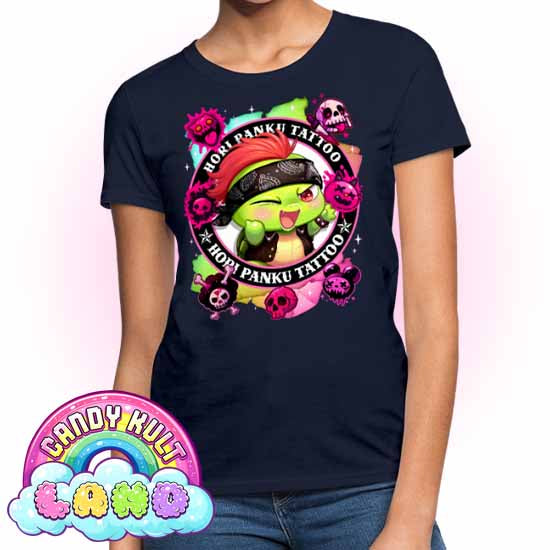 Hori Panku Tattoo Rainbow - Candy Kult Land Women's FITTED T-Shirt - Candy Kult - Candy Cult - Candy Kult Land - Wishbone - Boo Kitty - Panku - Frosti - Toxic Kitten - Hex-Heart - Cult Candy - Cake High Heels - [product_vendor}