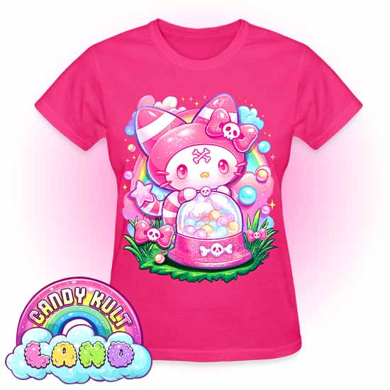 Wishbone Gumball Machine - Candy Kult land REGULAR FIT Ladies T-Shirt - Candy Kult - Candy Cult - Candy Kult Land - Wishbone - Boo Kitty - Panku - Frosti - Toxic Kitten - Hex-Heart - Cult Candy - Cake High Heels - [product_vendor}